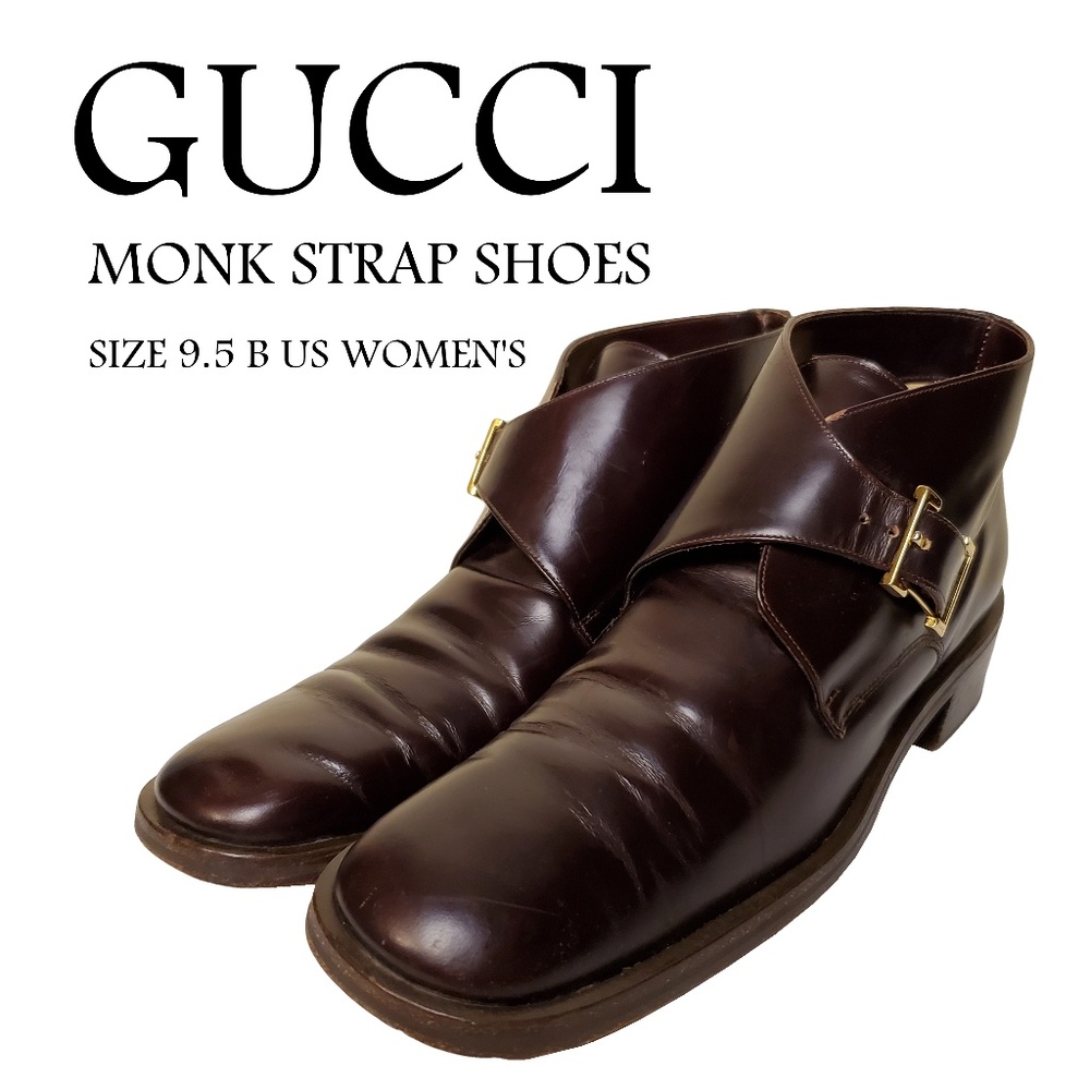 Gucci Single Monk Strap Leather Women's Shoes 9.5B